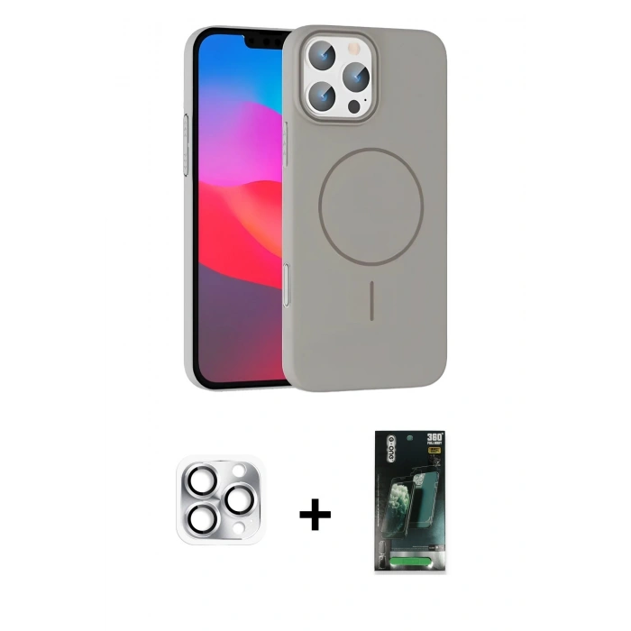 MARSİLYAN™- iPhone 16 Pro Max Kılıf Siluet Doku Özel Seri - Siyah 360 Mat Full Body Arka Koruyucu + Pers Alüminyum Kamera Lens - GS