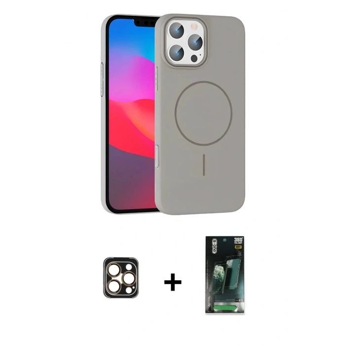 MARSİLYAN™- iPhone 16 Pro Max Kılıf Siluet Doku Özel Seri - Siyah 360 Mat Full Body Arka Koruyucu + PVD Metal Kamera Lens - GD