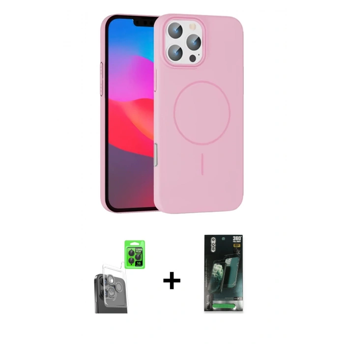 MARSİLYAN™- iPhone 16 Pro Max Kılıf Siluet Doku Özel Seri - Siyah 360 Mat Full Body Arka Koruyucu + Raze Metal Kamera Lens - SH