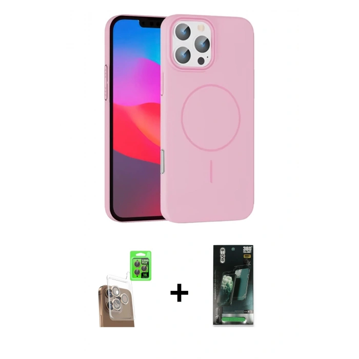 MARSİLYAN™- iPhone 16 Pro Max Kılıf Siluet Doku Özel Seri - Siyah 360 Mat Full Body Arka Koruyucu + Raze Metal Kamera Lens - CLTM