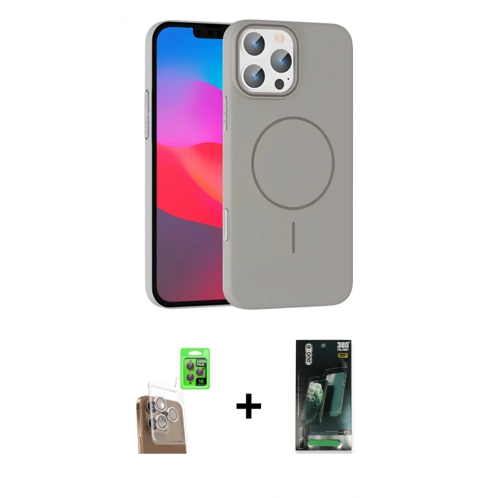 MARSİLYAN™- iPhone 16 Pro Max Kılıf Siluet Doku Özel Seri - Siyah 360 Mat Full Body Arka Koruyucu + Raze Metal Kamera Lens - CLTM