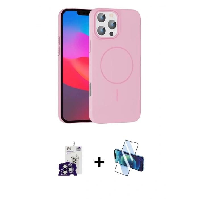 MARSİLYAN™- iPhone 16 Pro Max Kılıf Siluet Doku Özel Seri - Siyah 3D Antistatik Cam Ekran Koruyucu + Bilvis Titan Kamera Lens - TMGI
