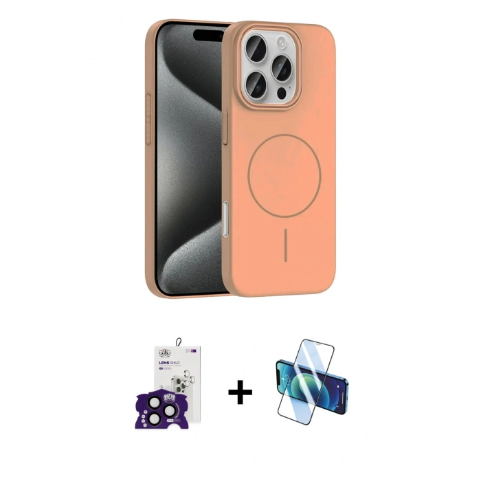 MARSİLYAN™- iPhone 16 Pro Max Kılıf Siluet Doku Özel Seri - Siyah 3D Antistatik Cam Ekran Koruyucu + Bilvis Titan Kamera Lens - SH