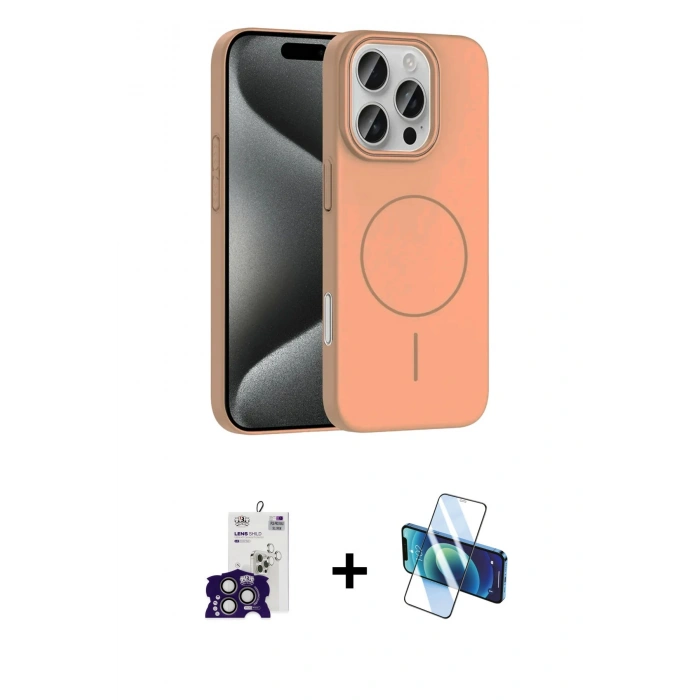 MARSİLYAN™- iPhone 16 Pro Max Kılıf Siluet Doku Özel Seri - Siyah 3D Antistatik Cam Ekran Koruyucu + Bilvis Titan Kamera Lens - TMGI