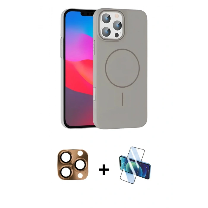 MARSİLYAN™- iPhone 16 Pro Max Kılıf Siluet Doku Özel Seri - Siyah 3D Antistatik Cam Ekran Koruyucu + Pers Alüminyum Kamera Lens - CLTM