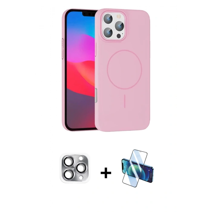 MARSİLYAN™- iPhone 16 Pro Max Kılıf Siluet Doku Özel Seri - Siyah 3D Antistatik Cam Ekran Koruyucu + Pers Alüminyum Kamera Lens - GI