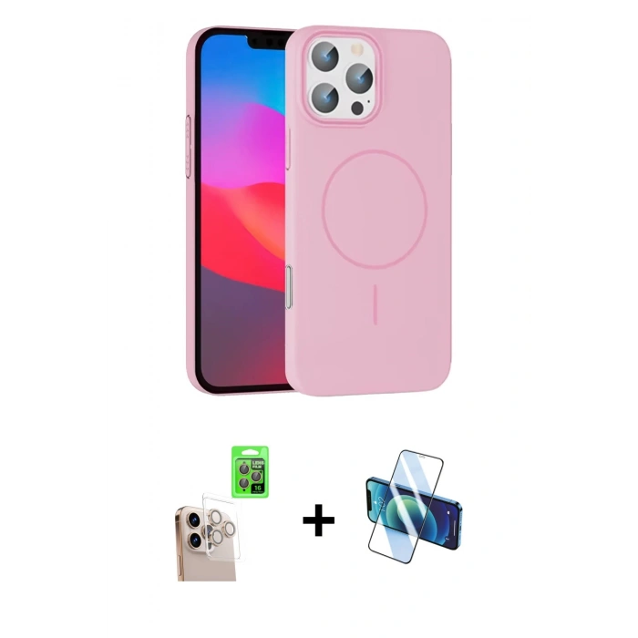 MARSİLYAN™- iPhone 16 Pro Max Kılıf Siluet Doku Özel Seri - Siyah 3D Antistatik Cam Ekran Koruyucu + Raze Metal Kamera Lens - NLGY