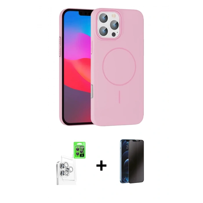 MARSİLYAN™- iPhone 16 Pro Max Kılıf Siluet Doku Özel Seri - Siyah 3D Antistatik Hayalet Cam Ekran Koruyucu + Raze Metal Kamera Lens - BZ