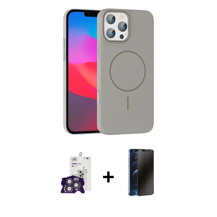MARSİLYAN™- iPhone 16 Pro Max Kılıf Siluet Doku Özel Seri - Siyah 3D Antistatik Hayalet Cam Ekran Koruyucu + Bilvis Titan Kamera Lens - GS
