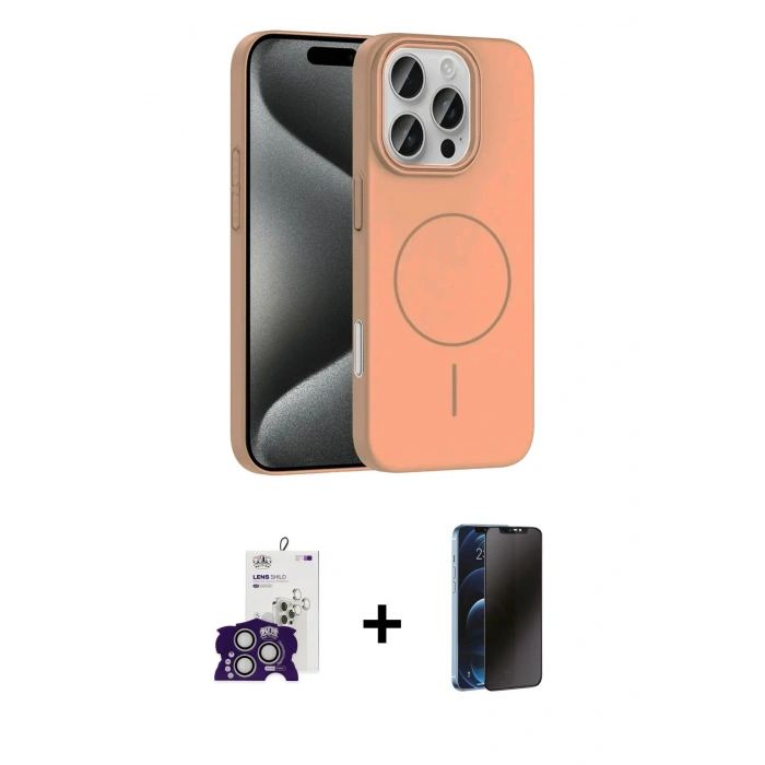 MARSİLYAN™- iPhone 16 Pro Max Kılıf Siluet Doku Özel Seri - Siyah 3D Antistatik Hayalet Cam Ekran Koruyucu + Bilvis Titan Kamera Lens - GS
