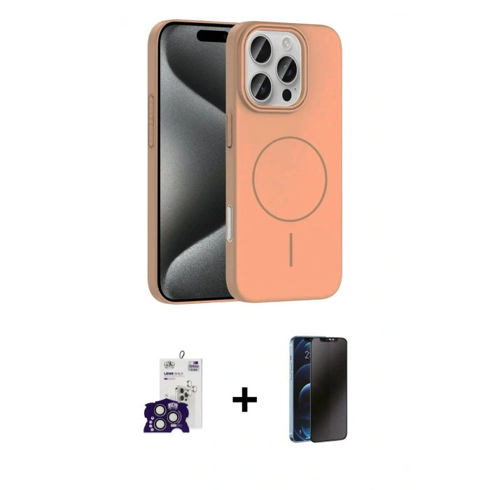 MARSİLYAN™- iPhone 16 Pro Max Kılıf Siluet Doku Özel Seri - Siyah 3D Antistatik Hayalet Cam Ekran Koruyucu + Bilvis Titan Kamera Lens - TMGI