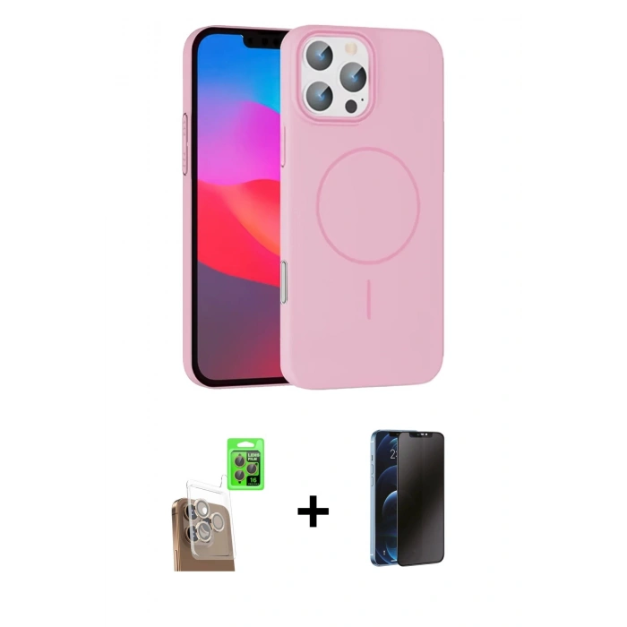 MARSİLYAN™- iPhone 16 Pro Max Kılıf Siluet Doku Özel Seri - Siyah 3D Antistatik Hayalet Cam Ekran Koruyucu + Raze Metal Kamera Lens - CLTM