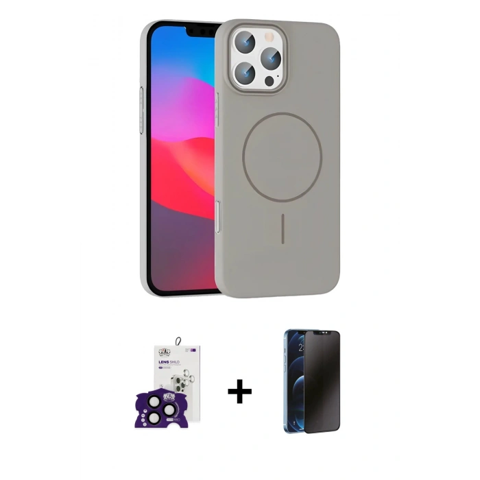 MARSİLYAN™- iPhone 16 Pro Max Kılıf Siluet Doku Özel Seri - Siyah 3D Antistatik Hayalet Cam Ekran Koruyucu + Bilvis Titan Kamera Lens - SH