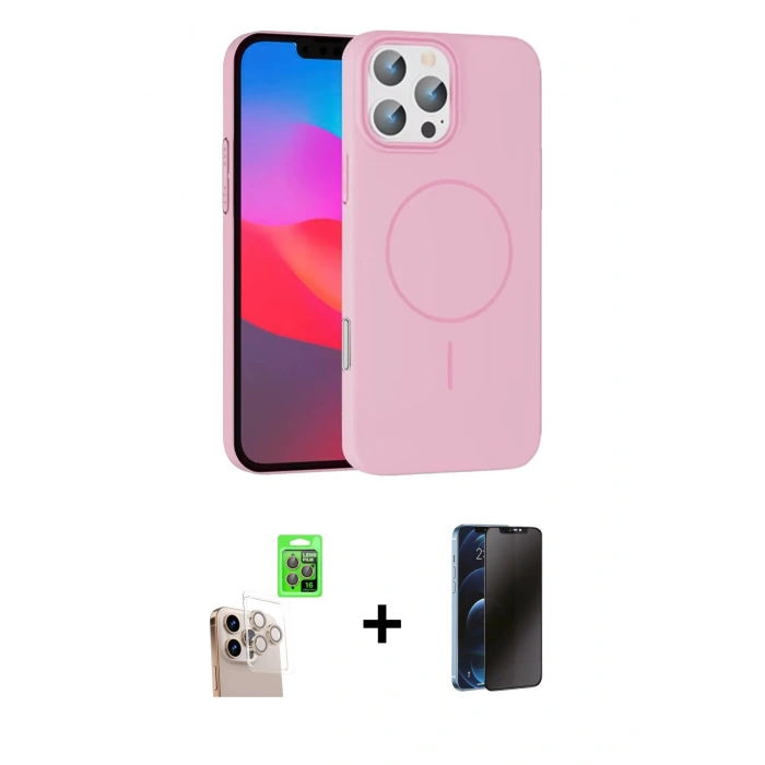 MARSİLYAN™- iPhone 16 Pro Max Kılıf Siluet Doku Özel Seri - Siyah 3D Antistatik Hayalet Cam Ekran Koruyucu + Raze Metal Kamera Lens - NLGY