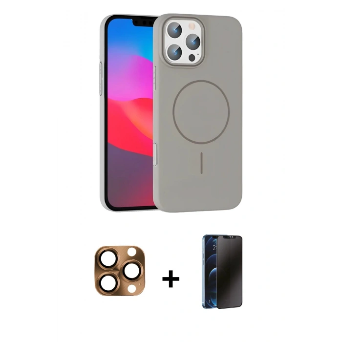 MARSİLYAN™- iPhone 16 Pro Max Kılıf Siluet Doku Özel Seri - Siyah 3D Antistatik Hayalet Cam Ekran Koruyucu + Pers Alüminyum Kamera Lens - CLTM