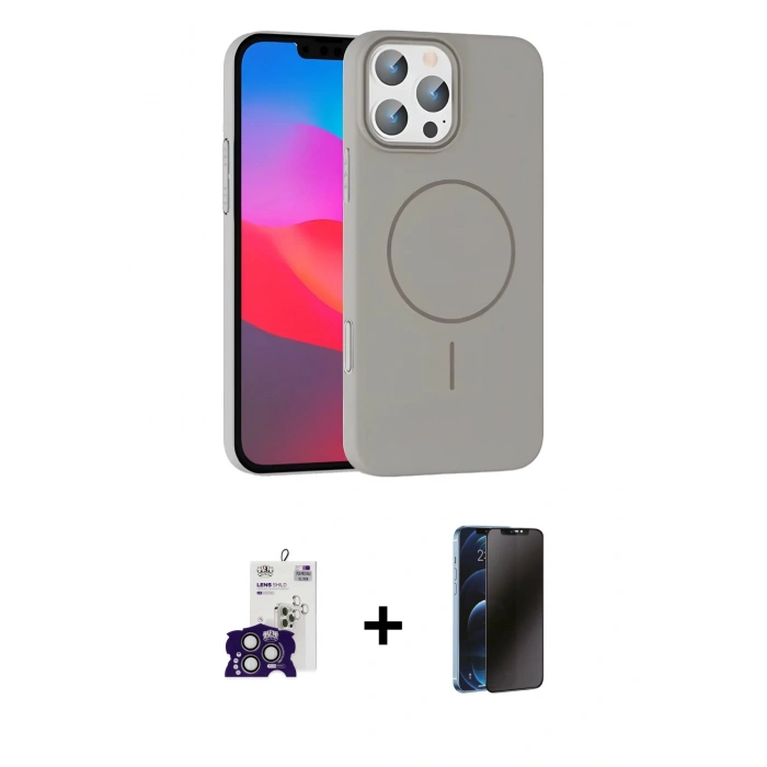 MARSİLYAN™- iPhone 16 Pro Max Kılıf Siluet Doku Özel Seri - Siyah 3D Antistatik Hayalet Cam Ekran Koruyucu + Bilvis Titan Kamera Lens - TMGI