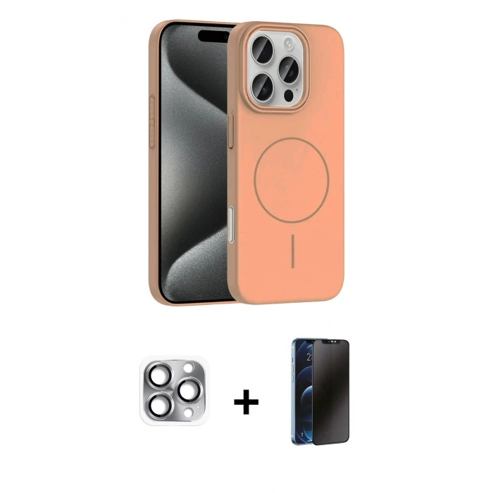 MARSİLYAN™- iPhone 16 Pro Max Kılıf Siluet Doku Özel Seri - Siyah 3D Antistatik Hayalet Cam Ekran Koruyucu + Pers Alüminyum Kamera Lens - GI