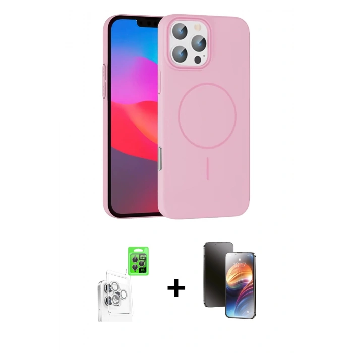 MARSİLYAN™- iPhone 16 Pro Max Kılıf Siluet Doku Özel Seri - Siyah 3D Antistatik Mat Seramik Nano Ekran Koruyucu + Raze Metal Kamera Lens - BZ