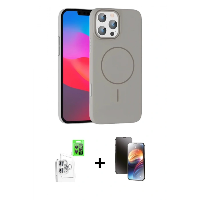 MARSİLYAN™- iPhone 16 Pro Max Kılıf Siluet Doku Özel Seri - Siyah 3D Antistatik Mat Seramik Nano Ekran Koruyucu + Raze Metal Kamera Lens - BZ