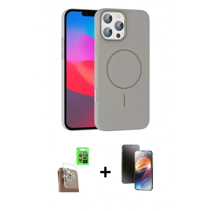 MARSİLYAN™- iPhone 16 Pro Max Kılıf Siluet Doku Özel Seri - Siyah 3D Antistatik Mat Seramik Nano Ekran Koruyucu + Raze Metal Kamera Lens - CLTM