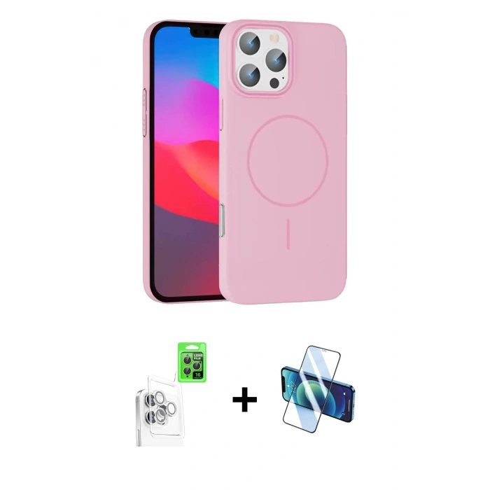 MARSİLYAN™- iPhone 16 Pro Max Kılıf Siluet Doku Özel Seri - Siyah 3D Antistatik Seramik Nano Ekran Koruyucu + Beyaz Raze Metal Kamera Lens