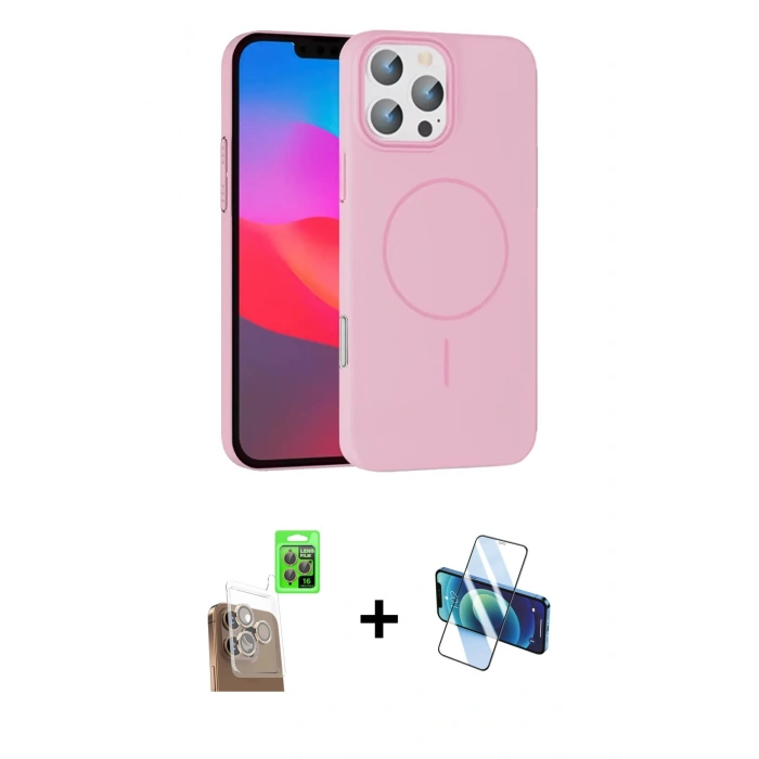 MARSİLYAN™- iPhone 16 Pro Max Kılıf Siluet Doku Özel Seri - Siyah 3D Antistatik Seramik Nano Ekran Koruyucu + Raze Metal Kamera Lens - CLTM