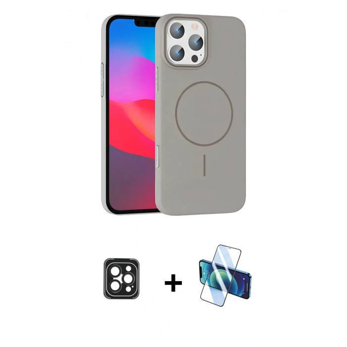 MARSİLYAN™- iPhone 16 Pro Max Kılıf Siluet Doku Özel Seri - Siyah 3D Antistatik Seramik Nano Ekran Koruyucu + Siyah PVD Metal Kamera Lens