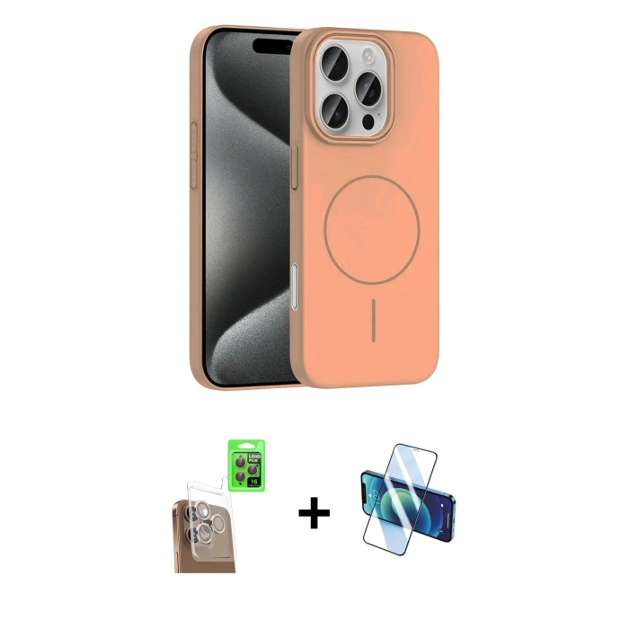 MARSİLYAN™- iPhone 16 Pro Max Kılıf Siluet Doku Özel Seri - Siyah 3D Antistatik Seramik Nano Ekran Koruyucu + Raze Metal Kamera Lens - CLTM