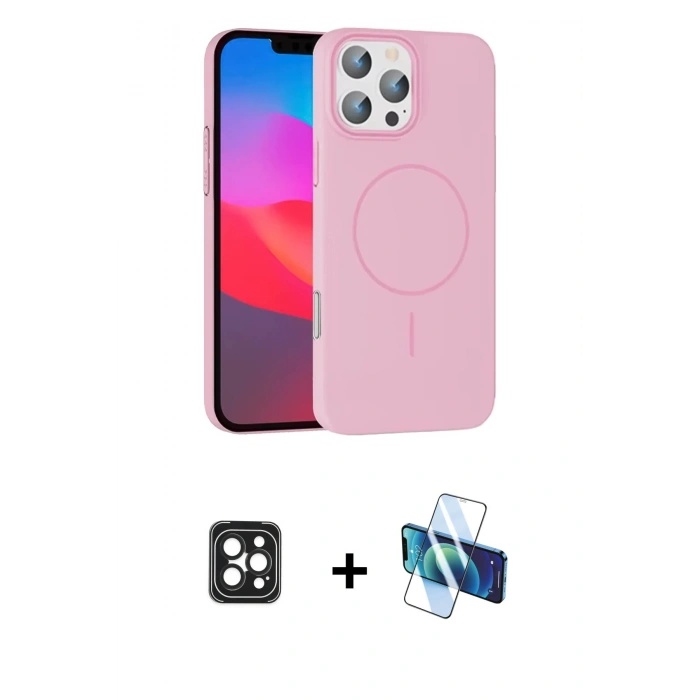 MARSİLYAN™- iPhone 16 Pro Max Kılıf Siluet Doku Özel Seri - Siyah 3D Antistatik Seramik Nano Ekran Koruyucu + Siyah PVD Metal Kamera Lens