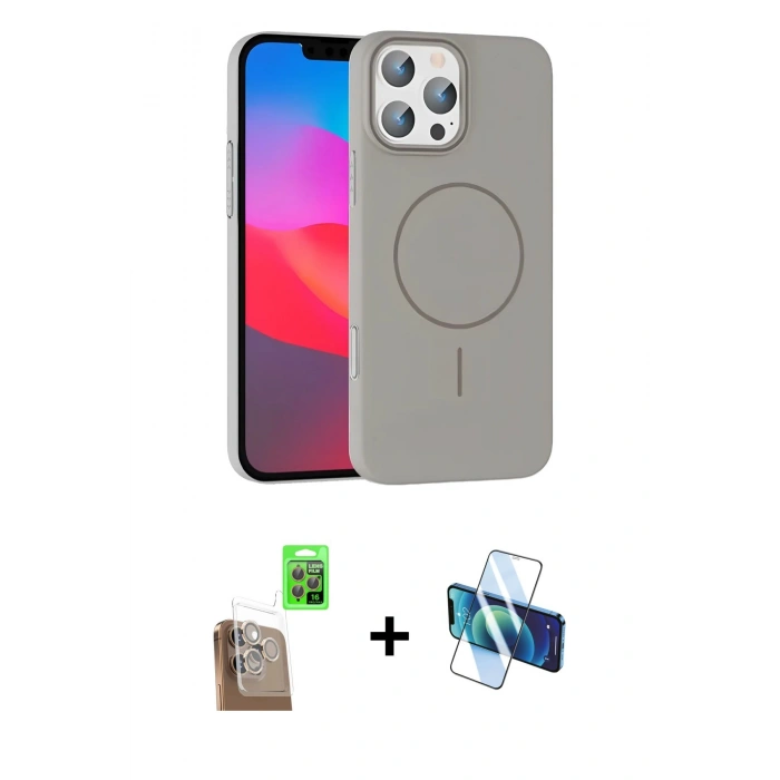 MARSİLYAN™- iPhone 16 Pro Max Kılıf Siluet Doku Özel Seri - Siyah 3D Antistatik Seramik Nano Ekran Koruyucu + Raze Metal Kamera Lens - CLTM
