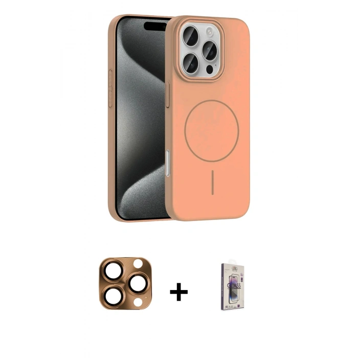 MARSİLYAN™- iPhone 16 Pro Max Kılıf Siluet Doku Özel Seri - Siyah Bilvis 3D Cam Ekran Koruyucu + Pers Alüminyum Kamera Lens - CLTM
