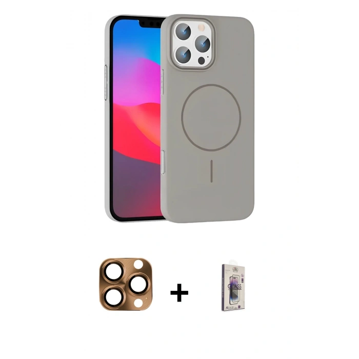 MARSİLYAN™- iPhone 16 Pro Max Kılıf Siluet Doku Özel Seri - Siyah Bilvis 3D Cam Ekran Koruyucu + Pers Alüminyum Kamera Lens - CLTM
