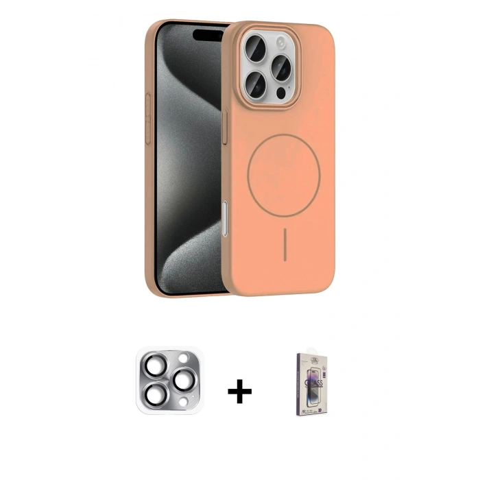 MARSİLYAN™- iPhone 16 Pro Max Kılıf Siluet Doku Özel Seri - Siyah Bilvis 3D Cam Ekran Koruyucu + Pers Alüminyum Kamera Lens - GI