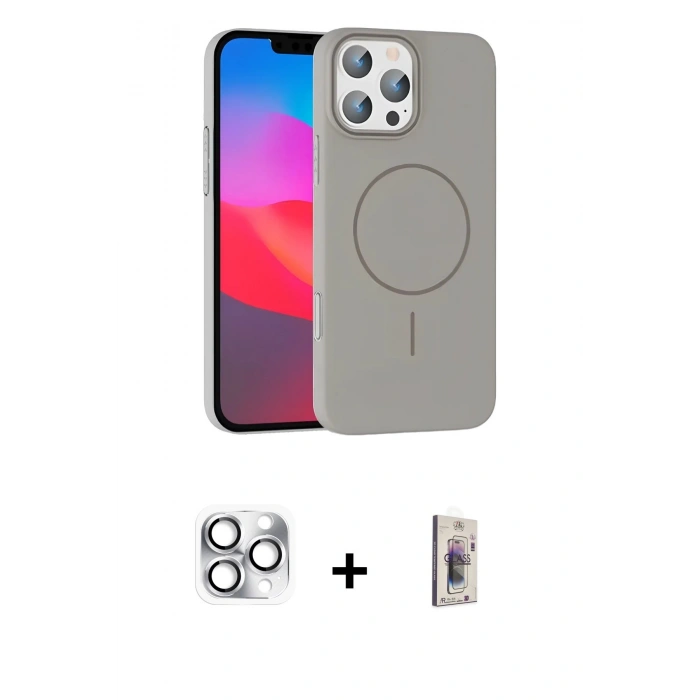 MARSİLYAN™- iPhone 16 Pro Max Kılıf Siluet Doku Özel Seri - Siyah Bilvis 3D Cam Ekran Koruyucu + Pers Alüminyum Kamera Lens - GS