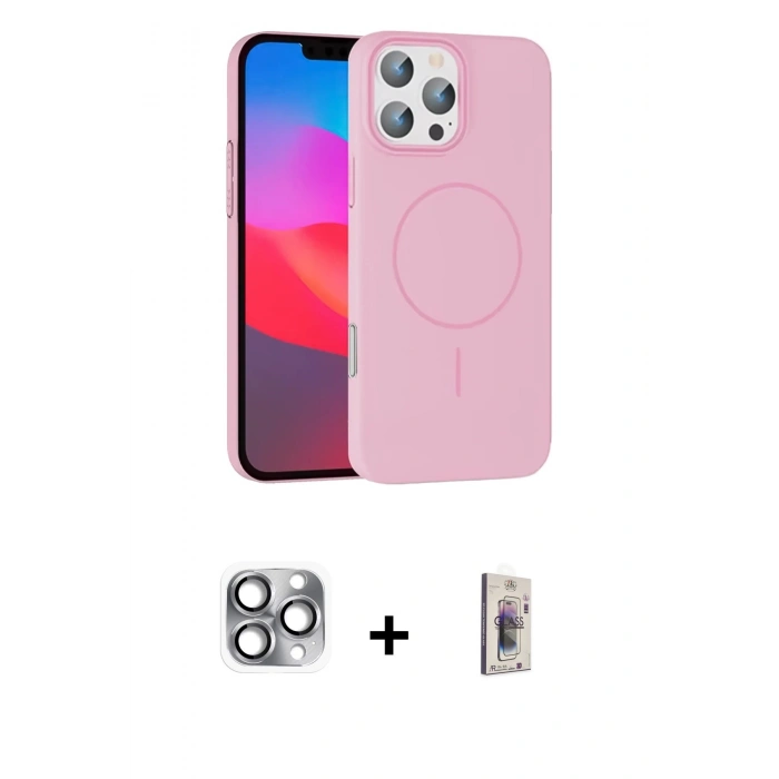 MARSİLYAN™- iPhone 16 Pro Max Kılıf Siluet Doku Özel Seri - Siyah Bilvis 3D Cam Ekran Koruyucu + Pers Alüminyum Kamera Lens - GI