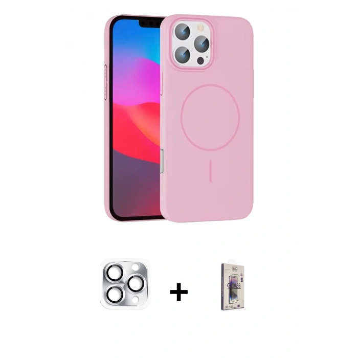 MARSİLYAN™- iPhone 16 Pro Max Kılıf Siluet Doku Özel Seri - Siyah Bilvis 3D Cam Ekran Koruyucu + Pers Alüminyum Kamera Lens - GS