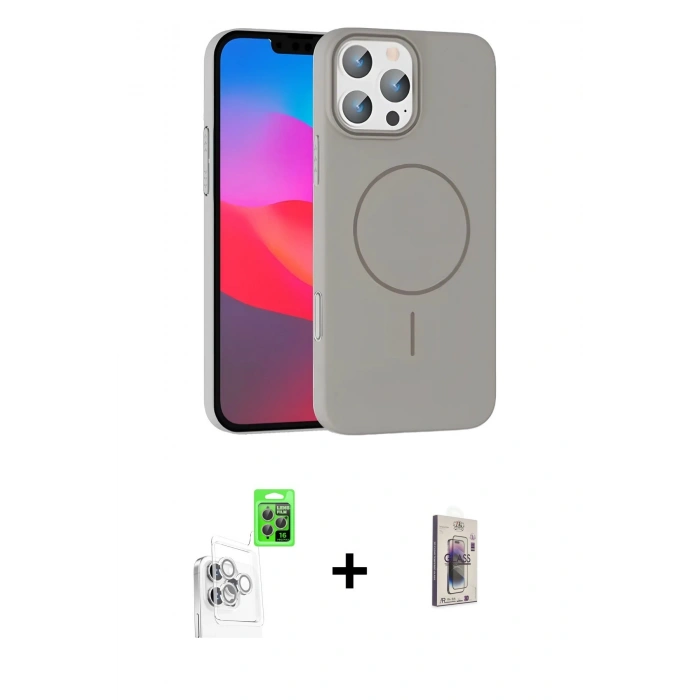 MARSİLYAN™- iPhone 16 Pro Max Kılıf Siluet Doku Özel Seri - Siyah Bilvis 3D Cam Ekran Koruyucu + Raze Metal Kamera Lens - BZ
