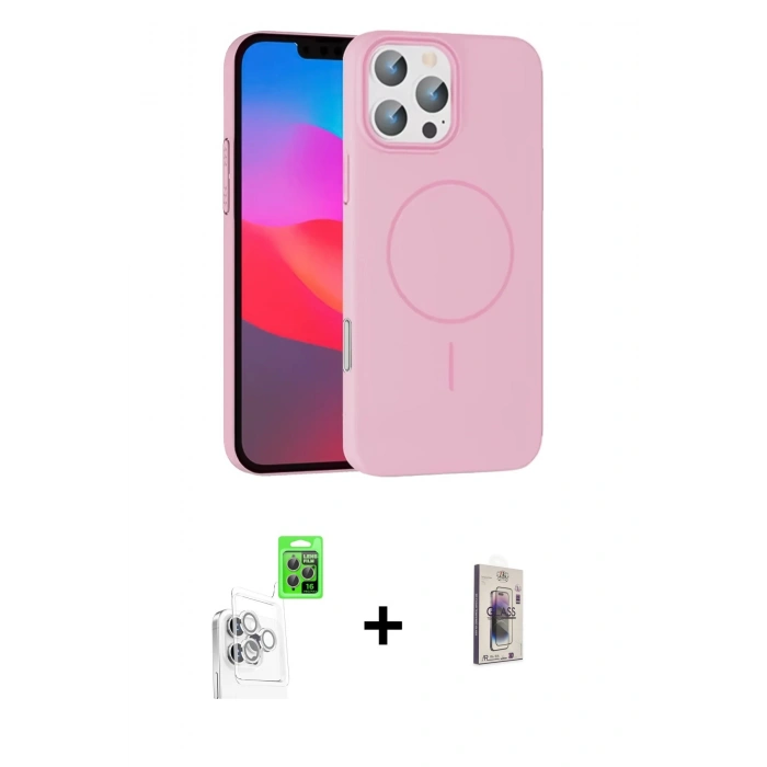 MARSİLYAN™- iPhone 16 Pro Max Kılıf Siluet Doku Özel Seri - Siyah Bilvis 3D Cam Ekran Koruyucu + Raze Metal Kamera Lens - BZ