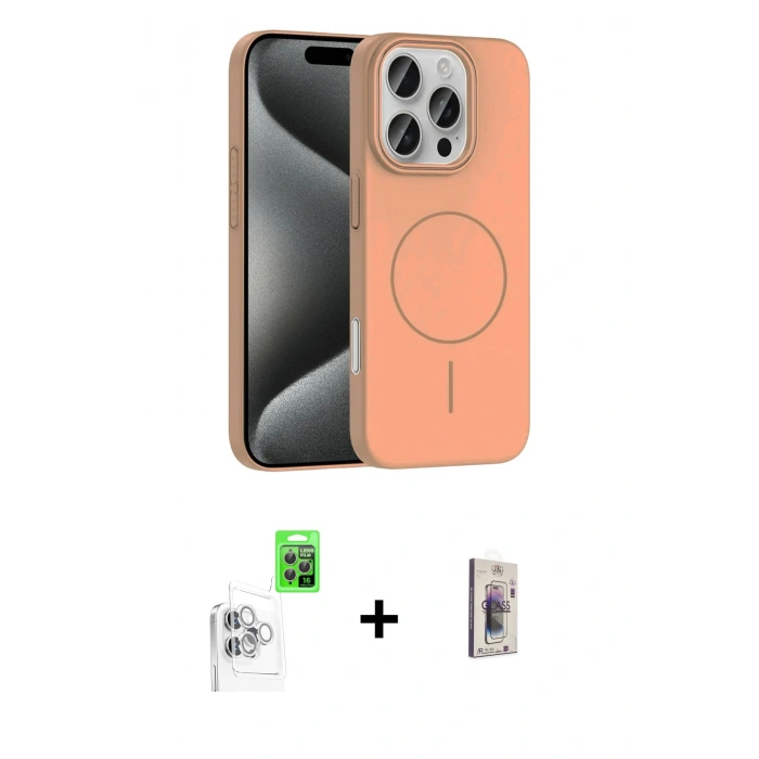 MARSİLYAN™- iPhone 16 Pro Max Kılıf Siluet Doku Özel Seri - Siyah Bilvis 3D Cam Ekran Koruyucu + Raze Metal Kamera Lens - BZ