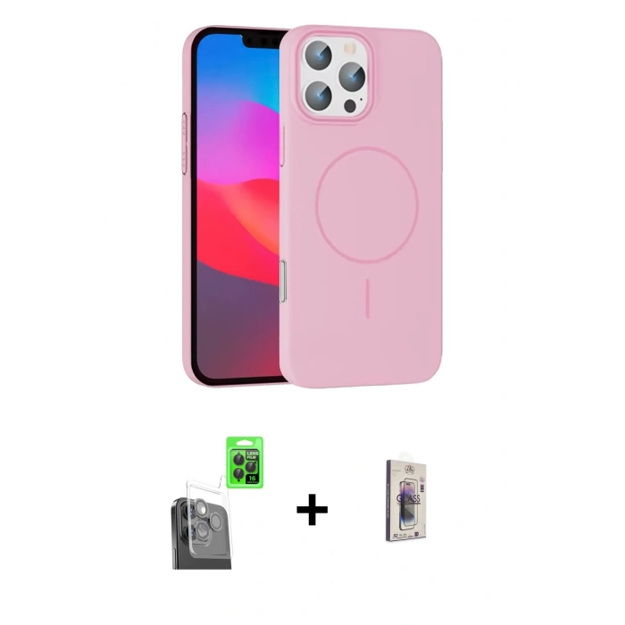 MARSİLYAN™- iPhone 16 Pro Max Kılıf Siluet Doku Özel Seri - Siyah Bilvis 3D Cam Ekran Koruyucu + Raze Metal Kamera Lens - SH