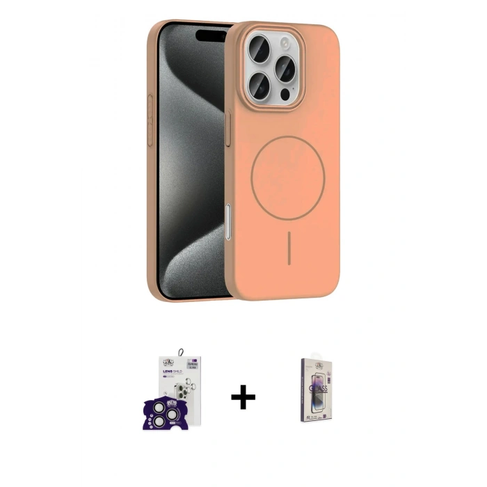 MARSİLYAN™- iPhone 16 Pro Max Kılıf Siluet Doku Özel Seri - Siyah Bilvis 3D Cam Ekran Koruyucu + Titanyum Gri Bilvis Titan Kamera Lens