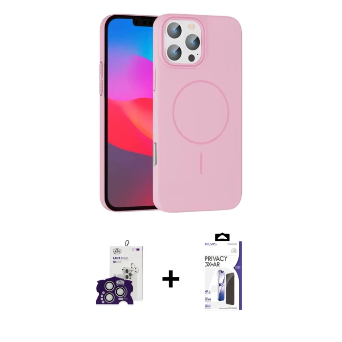 MARSİLYAN™- iPhone 16 Pro Max Kılıf Siluet Doku Özel Seri - Siyah Bilvis 3X AR Hayalet Cam Ekran Koruyucu + Bilvis Titan Kamera Lens - GS