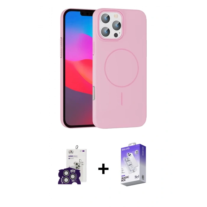 MARSİLYAN™- iPhone 16 Pro Max Kılıf Siluet Doku Özel Seri - Siyah Bilvis 5in1 3D Magic Cam Ekran Koruyucu + Bilvis Titan Kamera Lens - GS