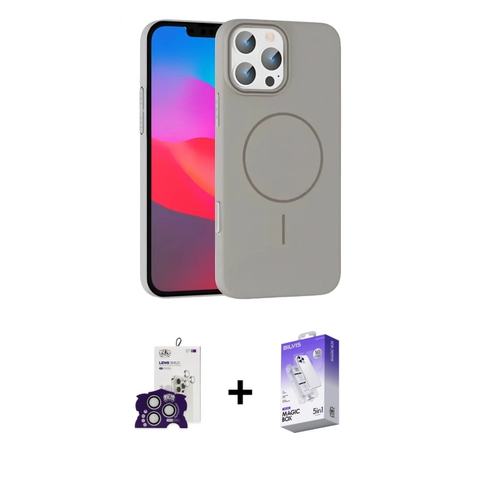 MARSİLYAN™- iPhone 16 Pro Max Kılıf Siluet Doku Özel Seri - Siyah Bilvis 5in1 3D Magic Cam Ekran Koruyucu + Bilvis Titan Kamera Lens - GS