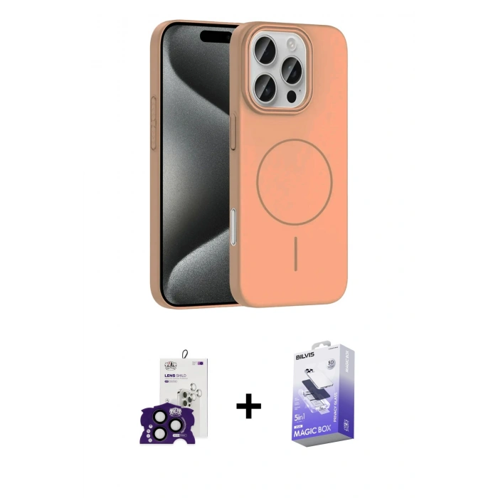 MARSİLYAN™- iPhone 16 Pro Max Kılıf Siluet Doku Özel Seri - Siyah Bilvis 5in1 5D Magic Hayalet Cam Ekran Koruyucu + Bilvis Titan Kamera Lens - SH
