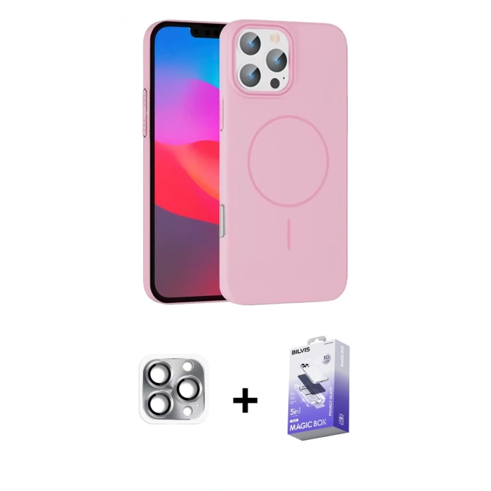 MARSİLYAN™- iPhone 16 Pro Max Kılıf Siluet Doku Özel Seri - Siyah Bilvis 5in1 5D Magic Hayalet Cam Ekran Koruyucu + Pers Alüminyum Kamera Lens - GI