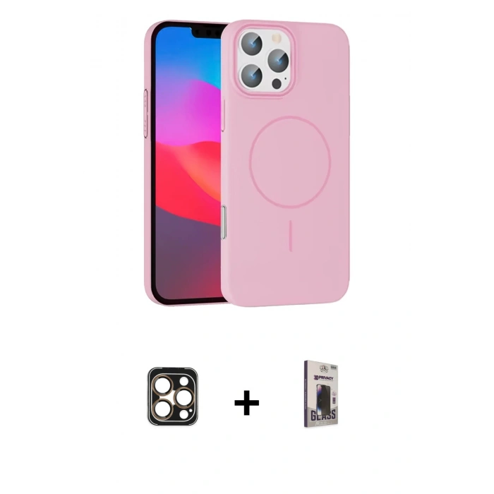 MARSİLYAN™- iPhone 16 Pro Max Kılıf Siluet Doku Özel Seri - Siyah Bilvis Hayalet Cam Ekran Koruyucu + PVD Metal Kamera Lens - GD