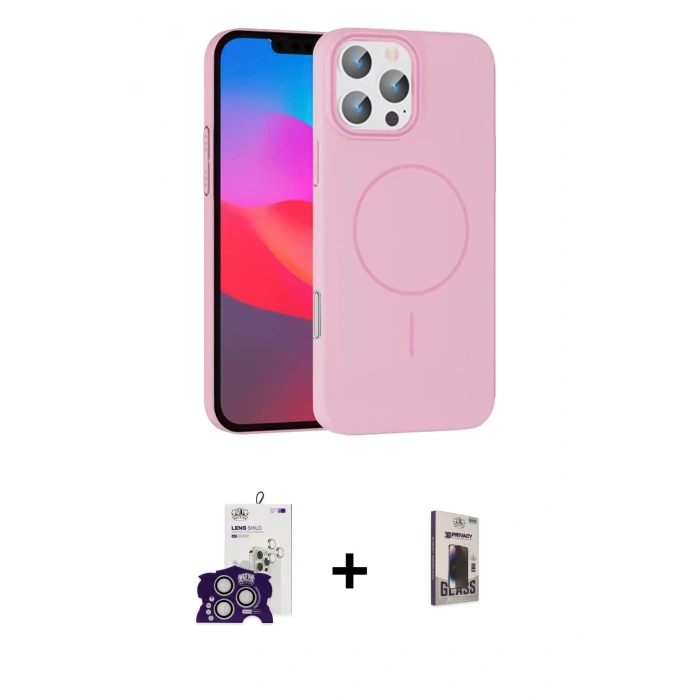 MARSİLYAN™- iPhone 16 Pro Max Kılıf Siluet Doku Özel Seri - Siyah Bilvis Hayalet Cam Ekran Koruyucu + Bilvis Titan Kamera Lens - GS