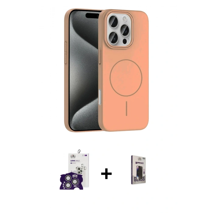 MARSİLYAN™- iPhone 16 Pro Max Kılıf Siluet Doku Özel Seri - Siyah Bilvis Hayalet Cam Ekran Koruyucu + Bilvis Titan Kamera Lens - GS