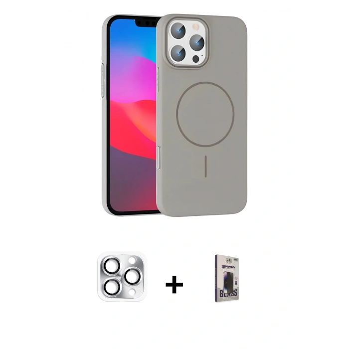MARSİLYAN™- iPhone 16 Pro Max Kılıf Siluet Doku Özel Seri - Siyah Bilvis Hayalet Cam Ekran Koruyucu + Pers Alüminyum Kamera Lens - GS